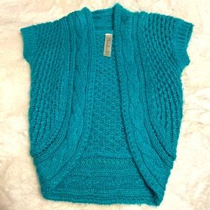 Girls Teal Sparkle Shrug